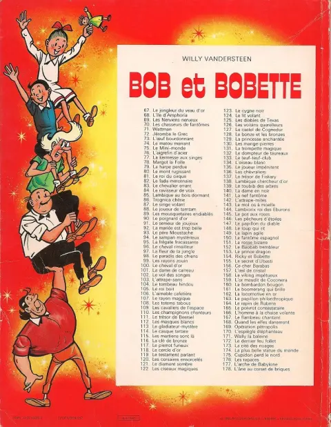 Verso de l'album Bob et Bobette Tome 111 Le trésor de Beersel