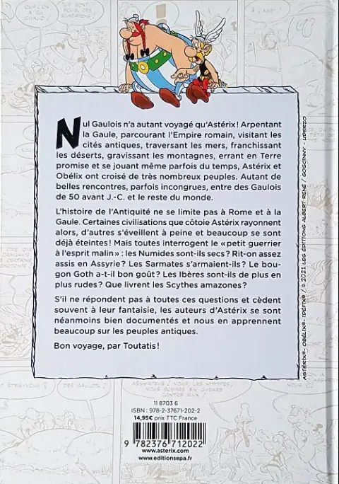 Verso de l'album Astérix Les peuples antiques expliqués