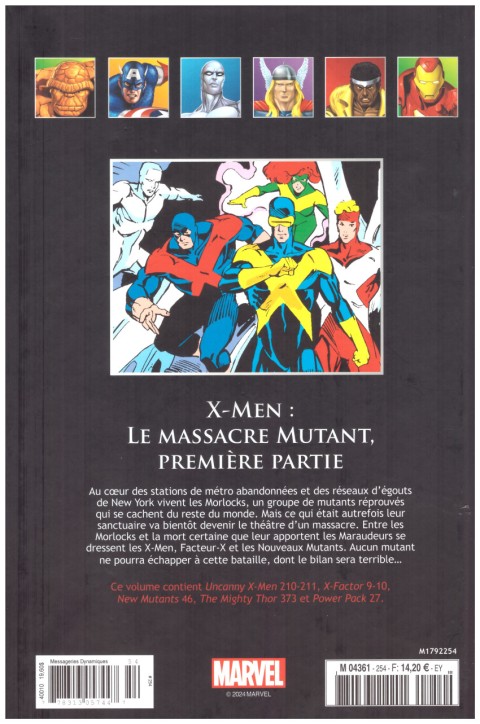 Verso de l'album Marvel Comics - La collection de référence Tome 254 X-Men - Le massacre mutant, première partie