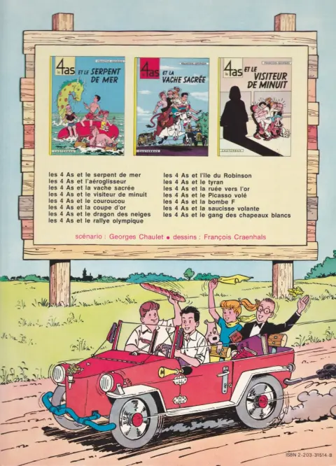 Verso de l'album Les 4 as Tome 14 Les 4 as et la saucisse volante
