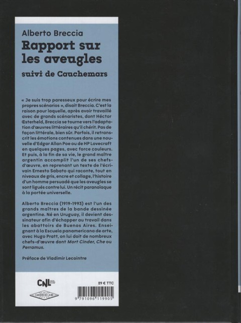 Verso de l'album Rapport sur les aveugles Rapport sur les aveugles suivi de Cauchemars