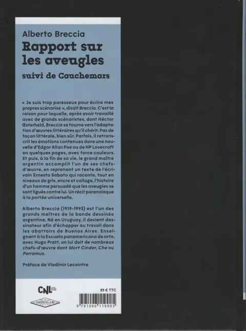 Verso de l'album Rapport sur les aveugles Rapport sur les aveugles suivi de Cauchemars
