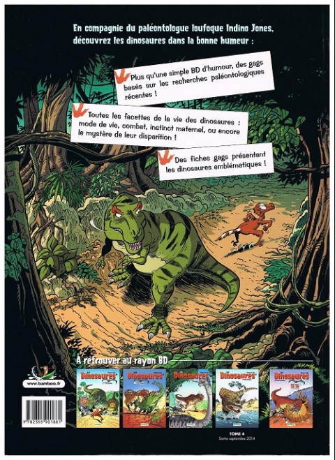 Verso de l'album Les Dinosaures en BD Les géants