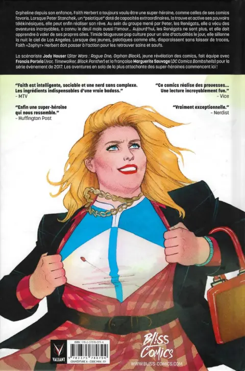Verso de l'album Faith Tome 1 À la conquête d'Hollywood