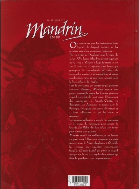 Verso de l'album L'Histoire de Mandrin en BD
