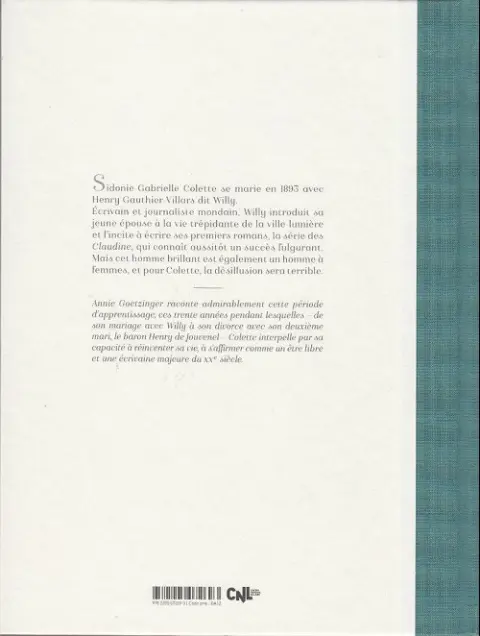 Verso de l'album Les Apprentissages de Colette