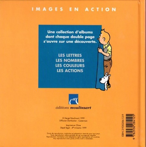 Verso de l'album Tintin Tome 4 Je découvre les actions