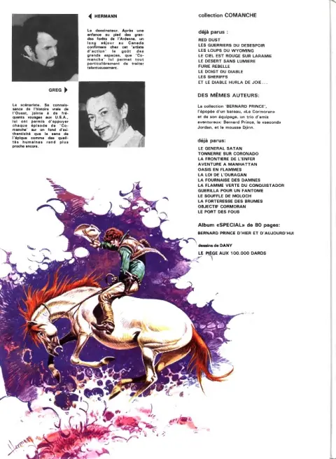 Verso de l'album Comanche Tome 1 Red Dust