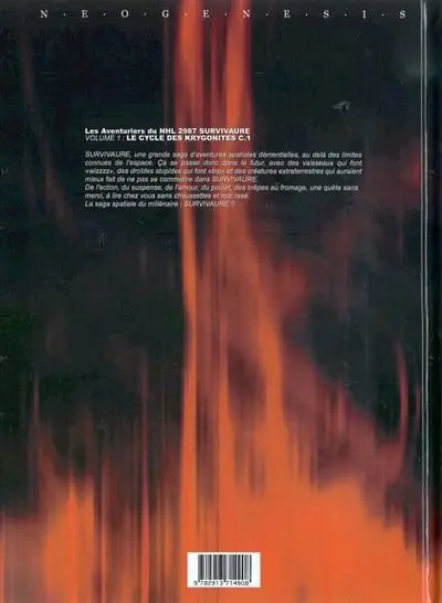 Verso de l'album Les Aventuriers du NHL2987 Survivaure Tome 1 Le cycle des Krygonites C.1