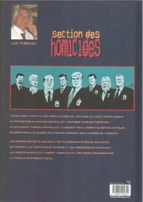 Verso de l'album Section des homicides Tome 2 Fureur meurtrière