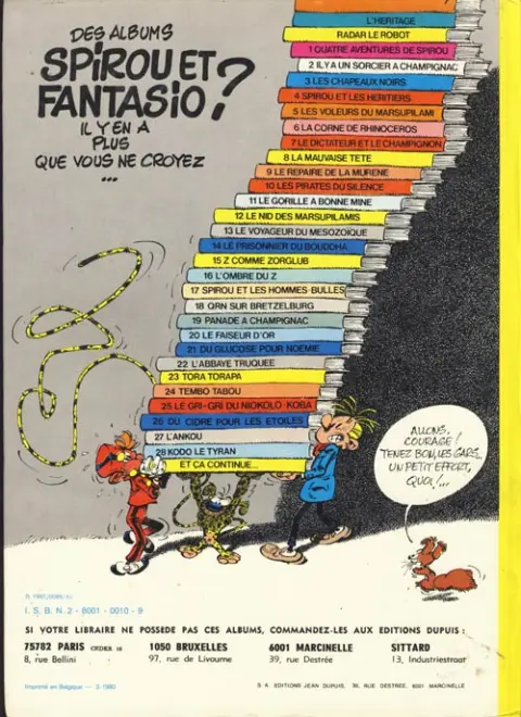 Verso de l'album Spirou et Fantasio Tome 8 La mauvaise tête