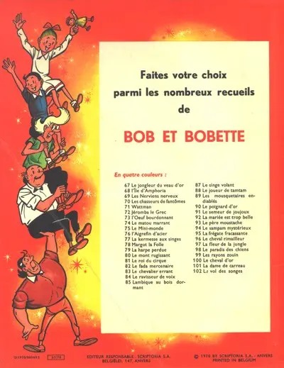 Verso de l'album Bob et Bobette Tome 101 La dame de carreau