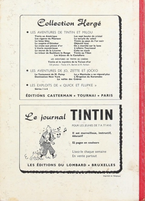 Verso de l'album Tintin Tome 59