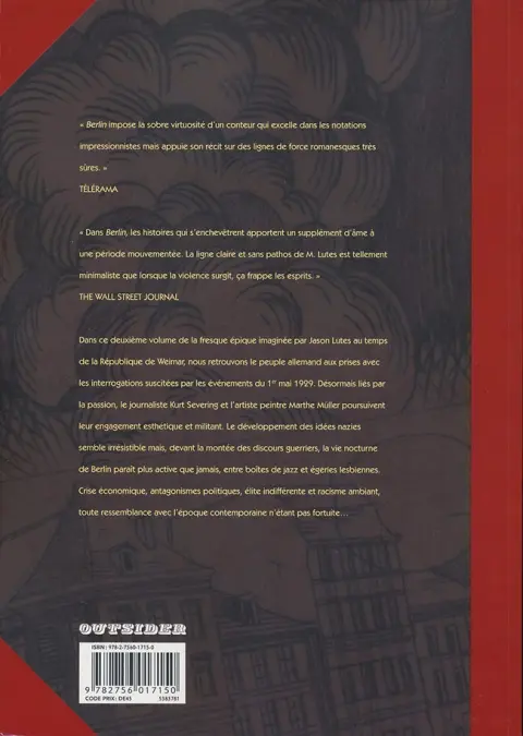 Verso de l'album Berlin Livre Deuxième Ville de fumée