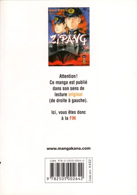 Verso de l'album Zipang 18