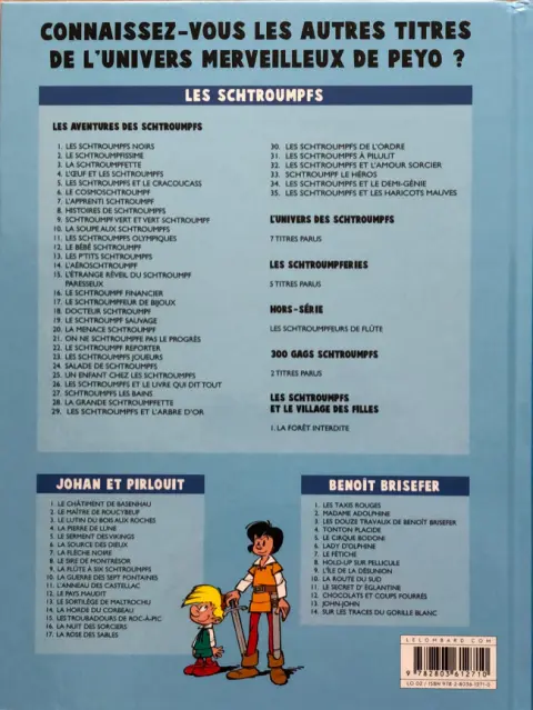 Verso de l'album Johan et Pirlouit Tome 16 La nuit des sorciers