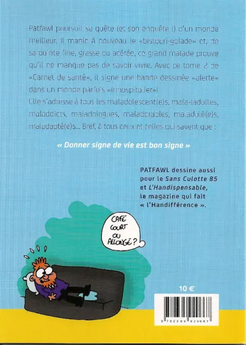 Verso de l'album Carnet de santé Tome 2 La série de malade continue !