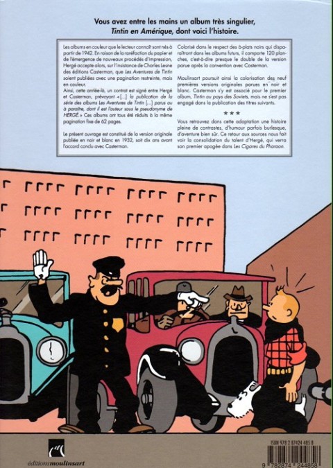 Verso de l'album Tintin Tome 3 Tintin en amérique