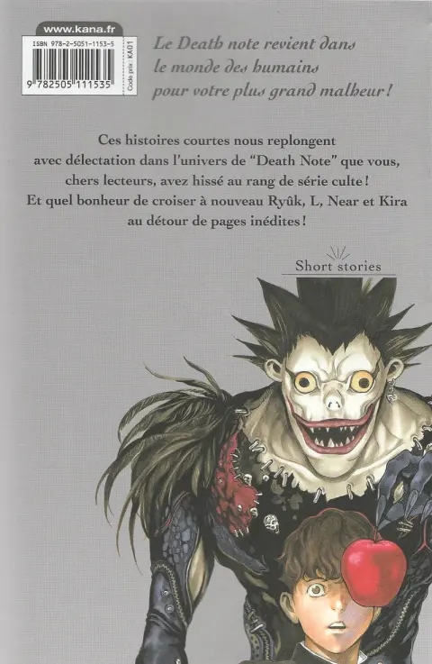 Verso de l'album Death note Short stories