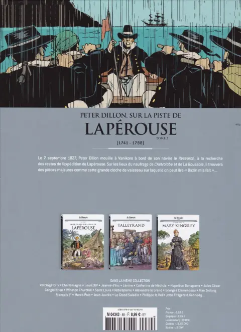 Verso de l'album Les grands personnages de l'Histoire en bandes dessinées Tome 89 Peter Dillon, sur la piste de Lapérouse 2/2