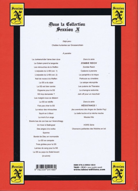 Verso de l'album Sexxion X Chattes hurlantes sur Grossenchtein