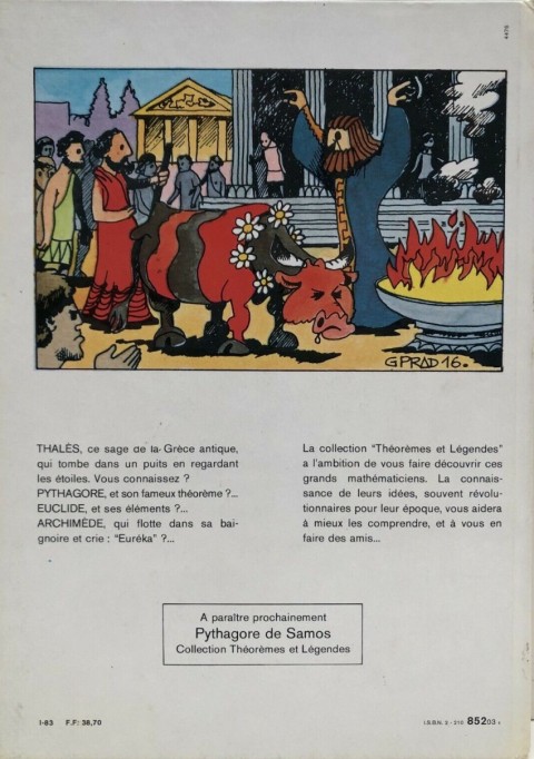 Verso de l'album Thalès de Milet Théorèmes et Légendes