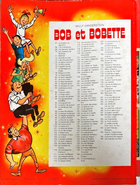 Verso de l'album Bob et Bobette Tome 92 La mariée est trop belle