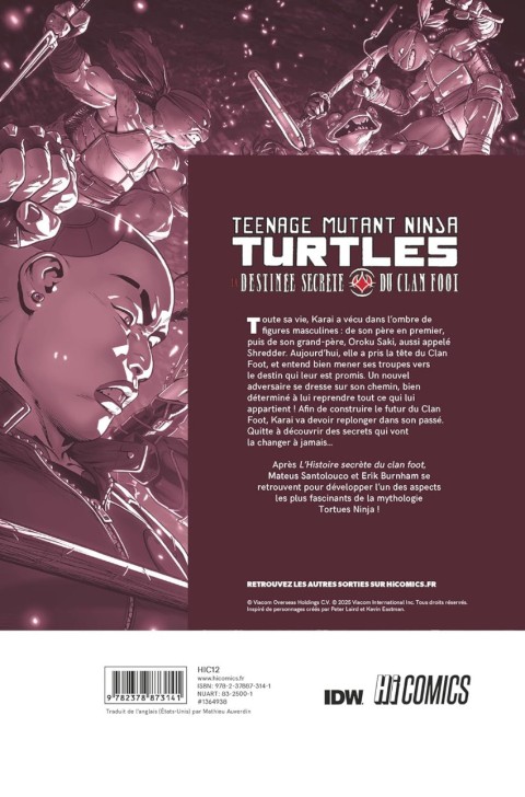 Verso de l'album Teenage Mutant Ninja Turtles - Les Tortues Ninja Karaï: La Destinée Secrète du Clan Foot