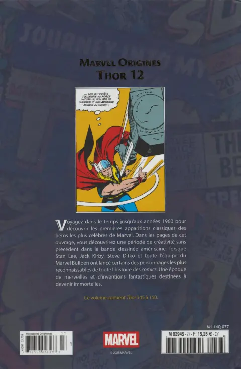 Verso de l'album Marvel Origines N° 77 Thor 12 (1967)