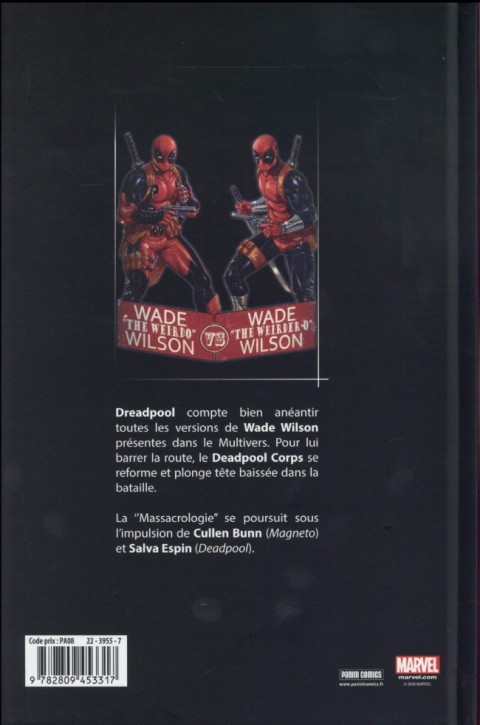 Verso de l'album Deadpool Tome 4 Deadpool massacre Deadpool