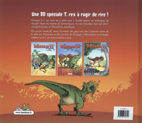 Verso de l'album Les Dinosaures en BD T.Rex