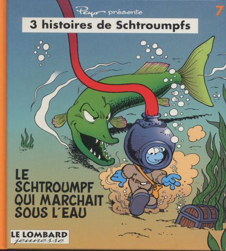 Couverture de l'album 3 histoires de Schtroumpfs Tome 7 Le schtroumpf qui marchait sous l'eau
