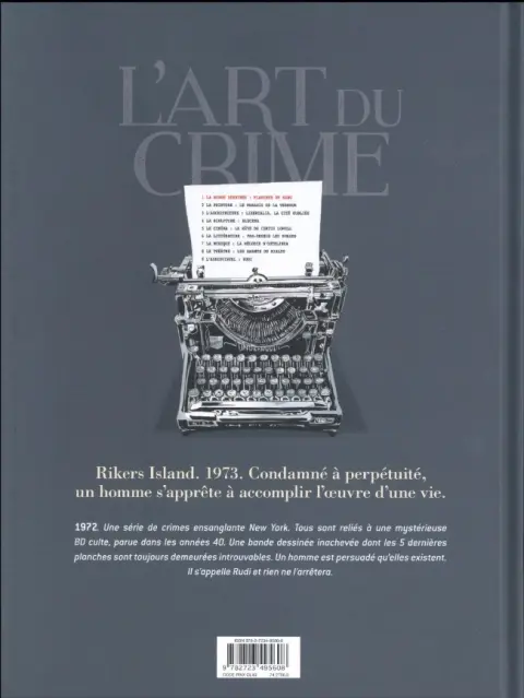 Verso de l'album L'Art du crime Tome 1 Planches de Sang