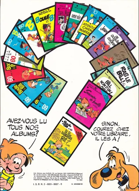 Verso de l'album Boule & Bill Tome 8 Papa, Maman, Boule... ...et Moi ! et Nous !