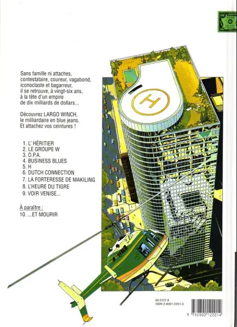 Verso de l'album Largo Winch Tome 6 Dutch connection
