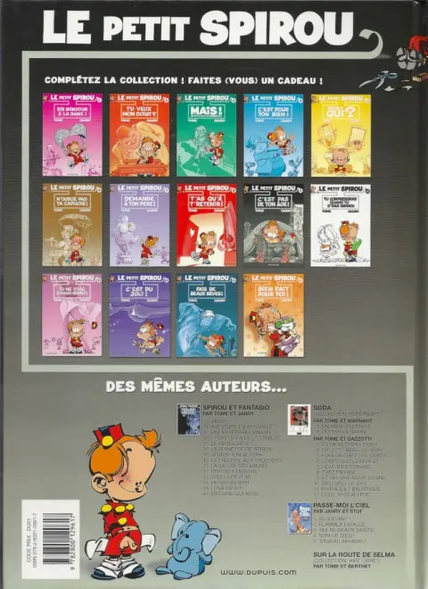 Verso de l'album Le Petit Spirou Tome 9 C'est pas de ton âge !