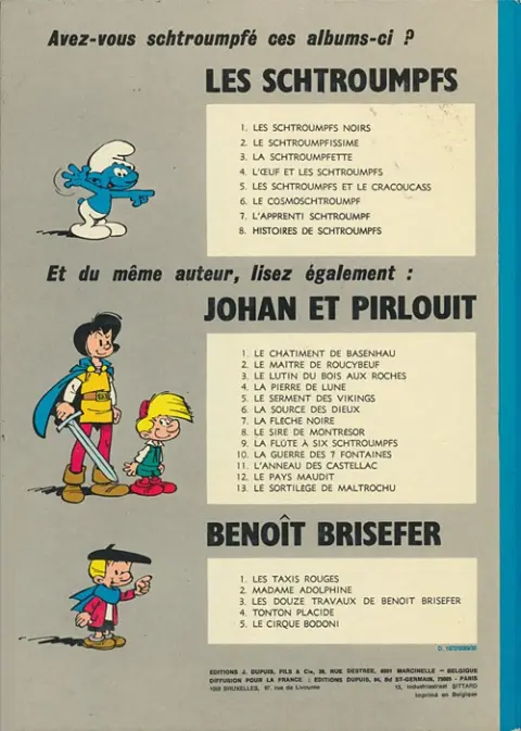 Verso de l'album Les Schtroumpfs Tome 2 Le Schtroumpfissime (+ Schtroumpfonie en ut)