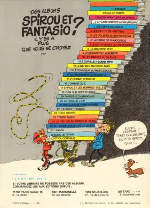 Verso de l'album Spirou et Fantasio Tome 8 La mauvaise tête