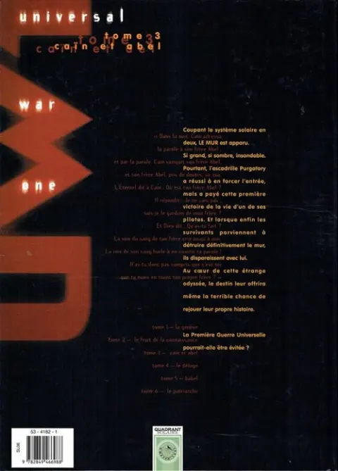 Verso de l'album Universal War One Tome 3 Caïn et Abel