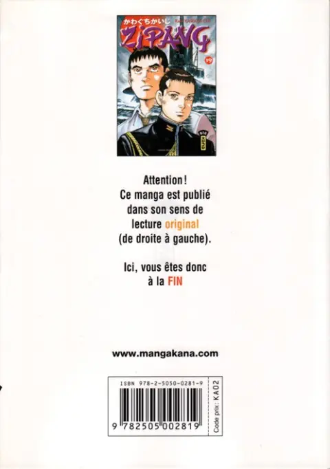 Verso de l'album Zipang 19