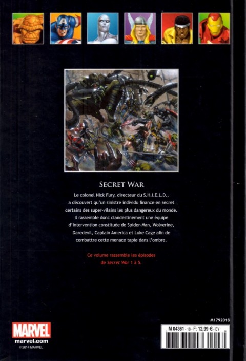 Verso de l'album Marvel Comics - La collection de référence Tome 18 Secret War