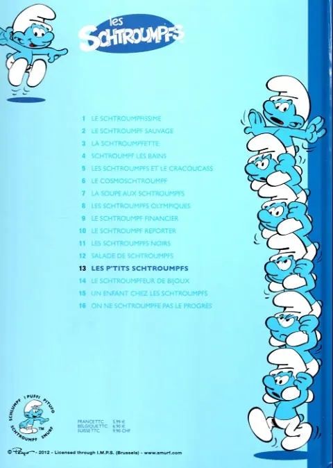 Verso de l'album Les Schtroumpfs Tome 13 Les p'tits Schtroumpfs