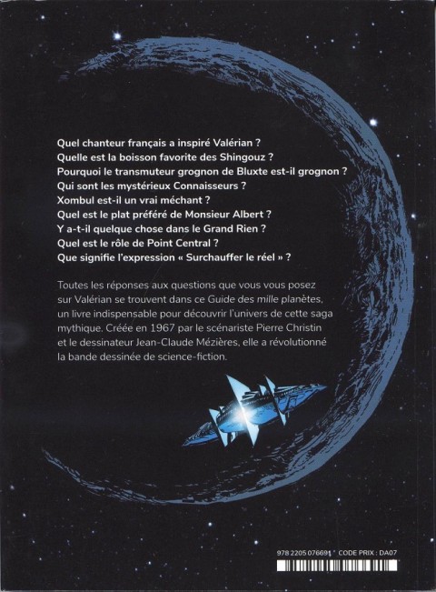 Verso de l'album Valérian Le guide des mille planètes