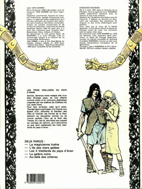 Verso de l'album Thorgal Tome 3 Les trois vieillards du pays d'Aran