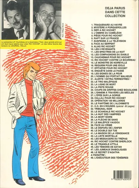 Verso de l'album Ric Hochet Tome 25 Coups de griffes chez Bouglione