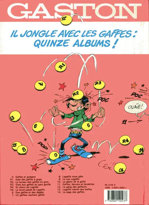 Verso de l'album Gaston Gala de gaffes à gogo