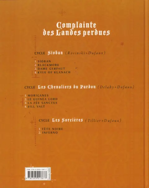 Verso de l'album Complainte des Landes perdues Les Chevaliers du Pardon Tome 3 La Fée Sanctus
