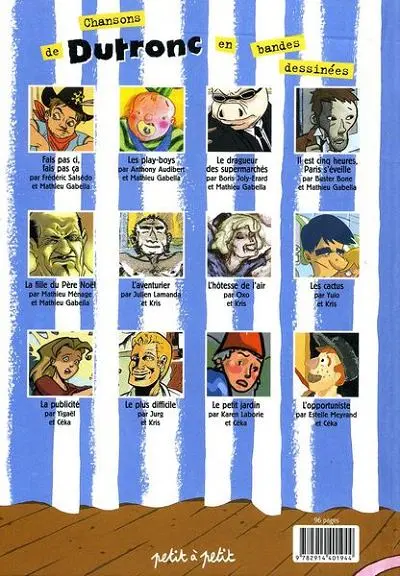 Verso de l'album Chansons en Bandes Dessinées Chansons de Dutronc en bandes dessinées