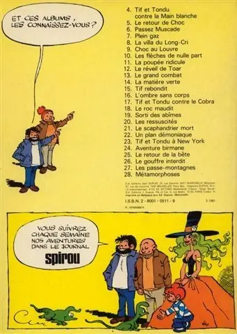 Verso de l'album Tif et Tondu Tome 24 Aventure birmane