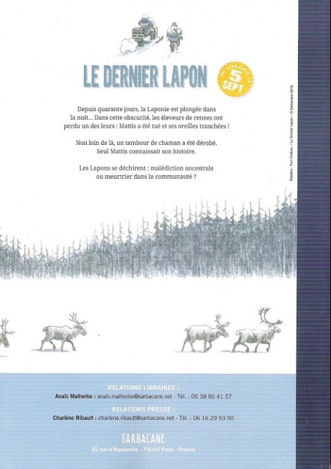 Verso de l'album Le Dernier Lapon